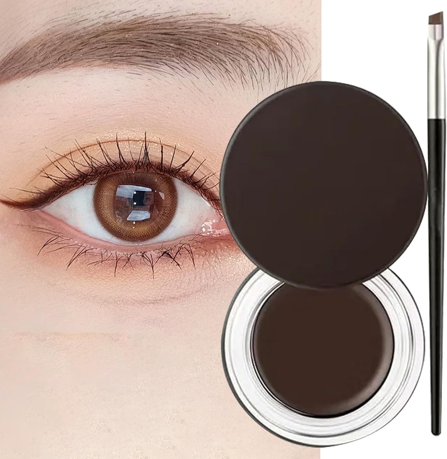 Gel Eyeliner, Gel Eyeliner in Crema a Lunga Durata Impermeabile, Pigmenti Ad Alta Intensità Trucco per Eyeliner a Prova Di Sbavature, Eyeliner Waterproof Con Pennelli Eyeliner Marrone
