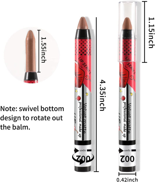 Matte Lip Liner Pencil Nude Lip Stick Vellutato Cremoso Matte Lip Crayon Copertura Completa Macchia Labbra Alto Pigmento Impermeabile Senza Sbavature Rossetto per Le Donne