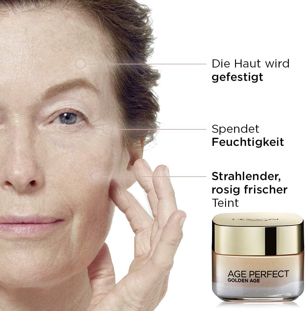 L'Oréal Paris Age Perfect Golden Age - Set per La Cura Del Viso E La Cura Della Notte, Rinforzante E Lucentezza, per Pelli Mature E Rigide, Con Estratto Di Peonie, 2 X 50 Ml