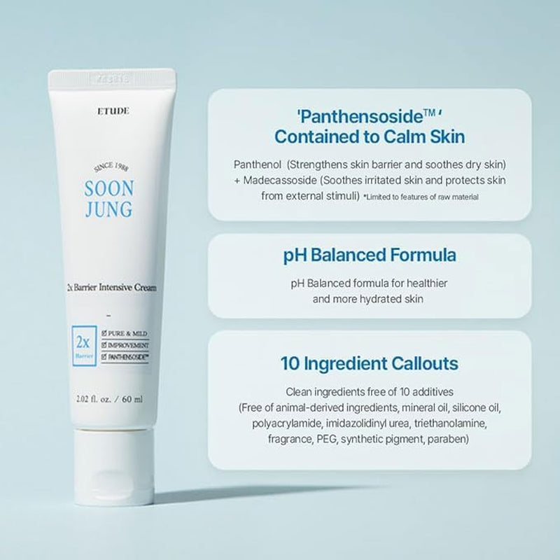 House Soonjung 2X Crema Intensiva Barriera 60Ml (21AD) Crema Viso Idratante Al Burro Di Karitè Ipoallergenica per Pelli Sensibili, Equilibrio Acqua-Olio