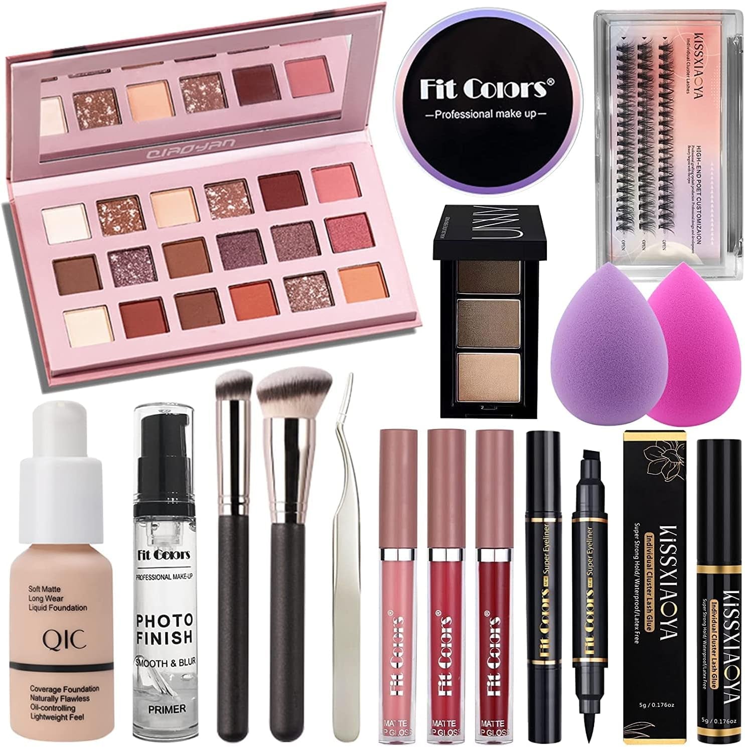 Set Di Trucco Professionale Tutto in Uno,  Cosmetic Make up Starter Kit Con Borsa Di Stoccaggio Viaggio Portatile Make up Palette Ombretto Fondazione Lip Gloss per Adolescenti E Adulti (16PCS)