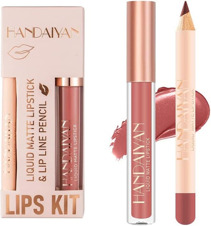 2 Pcs Set Di Trucco Matte Lip Liner E Rossetto, Velluto Liquido Opaco Gloss Impermeabile Di Lunga Durata, Rosso (09)