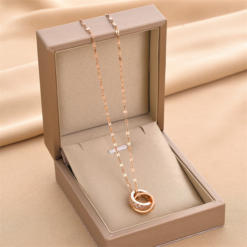 Double Ring Titanium Steel Necklace