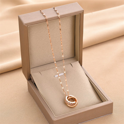 Double Ring Titanium Steel Necklace