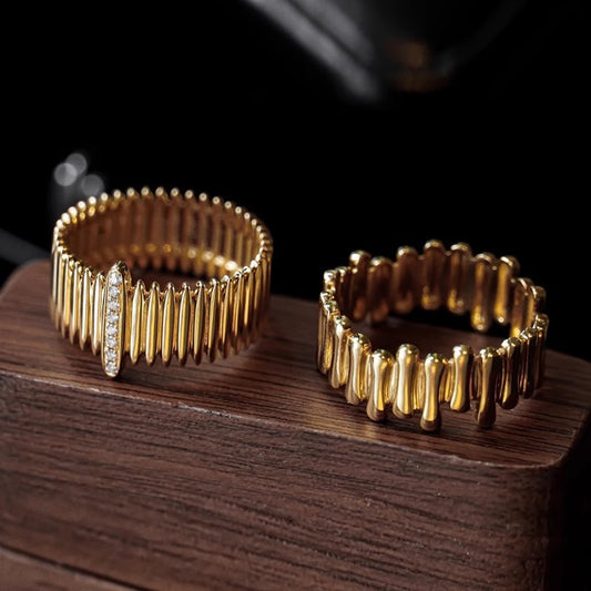 Retro Yellow 18k Gold Cool Sa Organ Diamond Ring