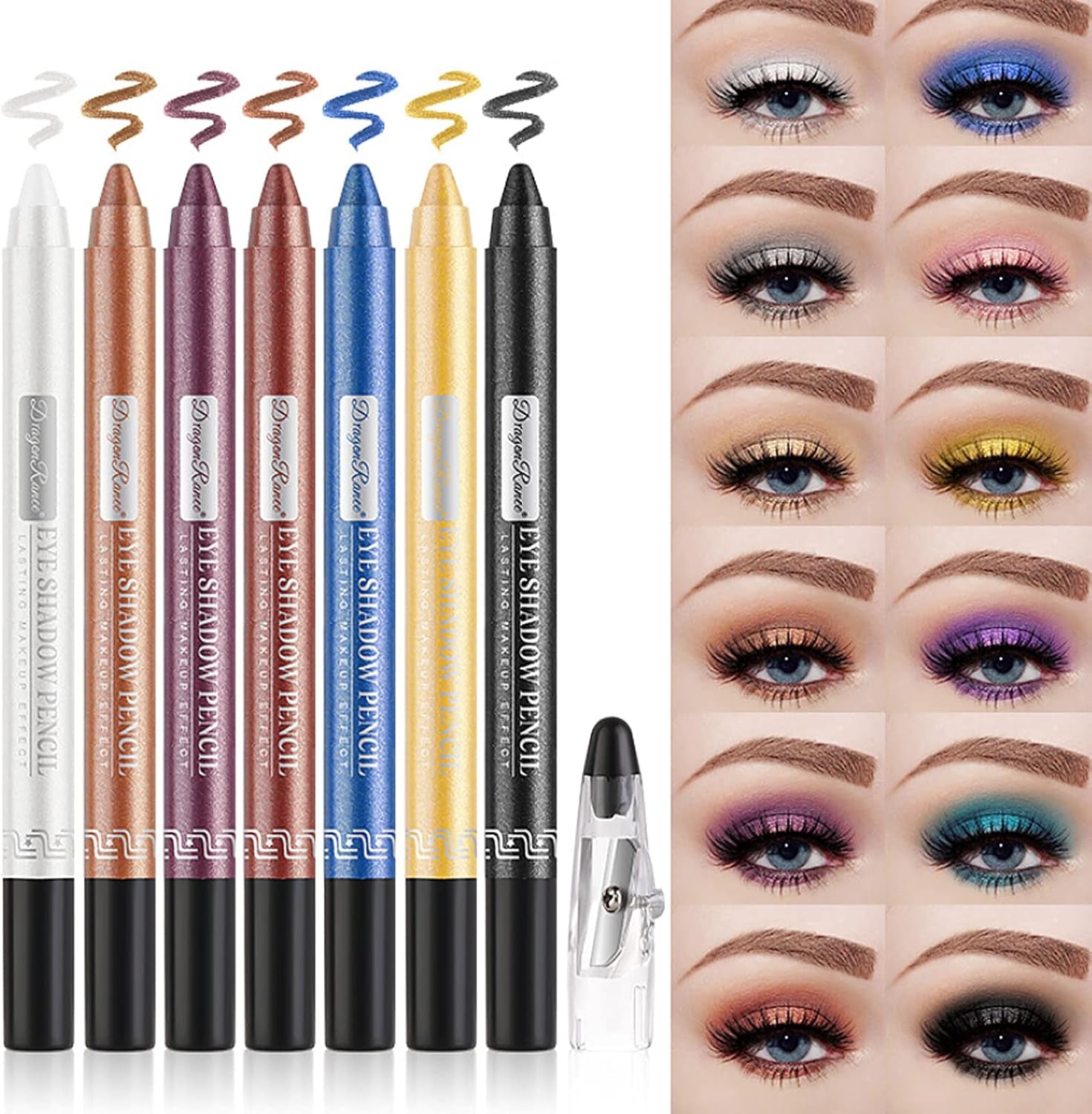 Matita Occhi Trucco Professionale Set 12Pcs Colorati Ombretto Stick & Eyeliner Pencil, Lunga Durata Impermeabile Glitter Pearlescent Trucco Regalo per Le Donne