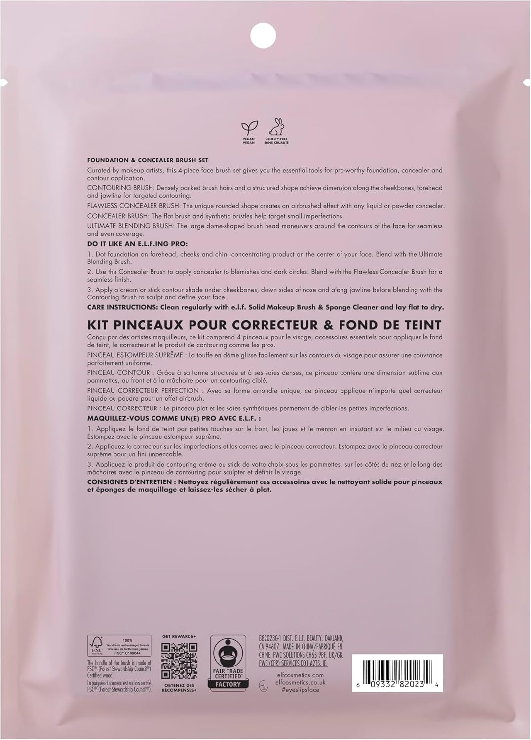 Foundation & Concealer Brush Set, Pennelli per Make-Up Viso, Realizzati Con Setole Sintetiche, Prodotto Vegano E Non Testato Sugli Animali