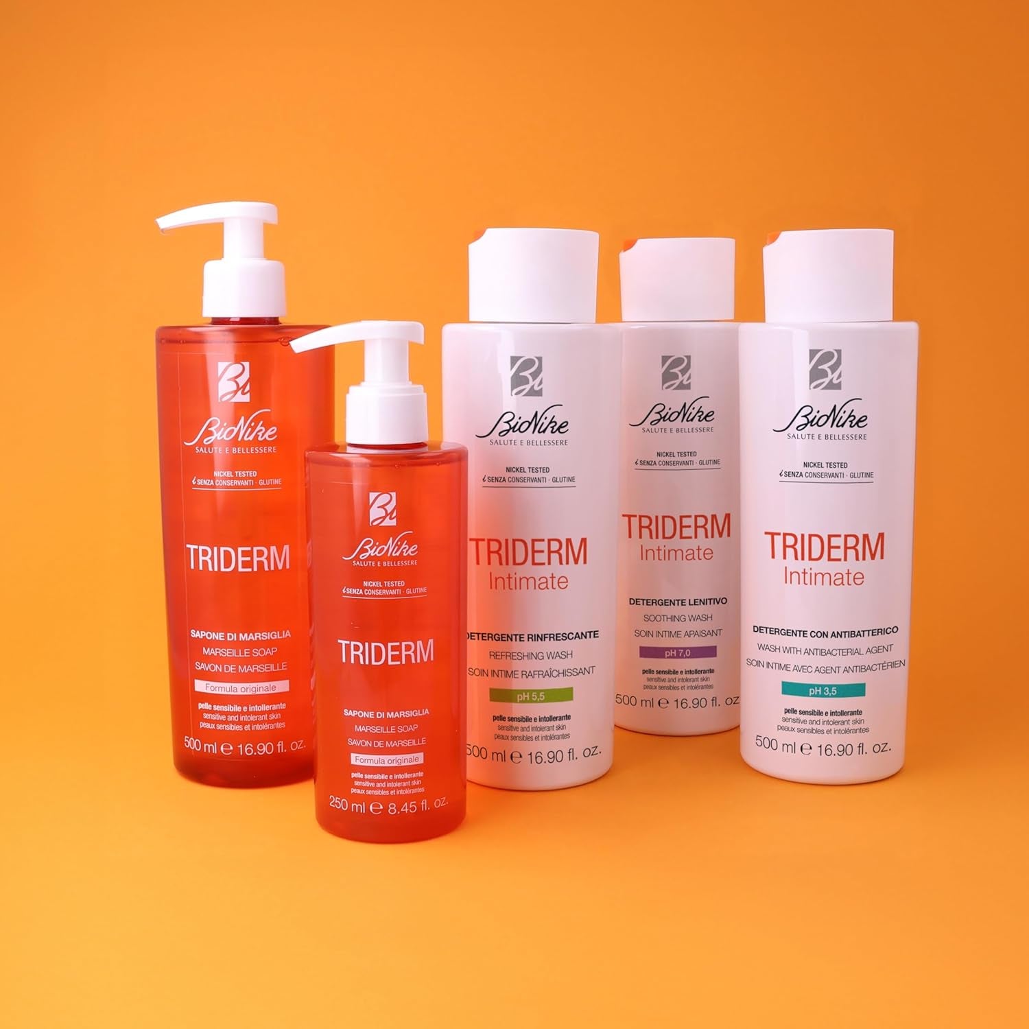 Bionike Triderm - Sapone Liquido Di Marsiglia per Pelli Sensibili E Intolleranti, Detergente Delicato Ad Azione Protettiva E Idratante, Dona Morbidezza