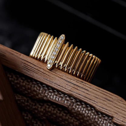 Retro Yellow 18k Gold Cool Sa Organ Diamond Ring