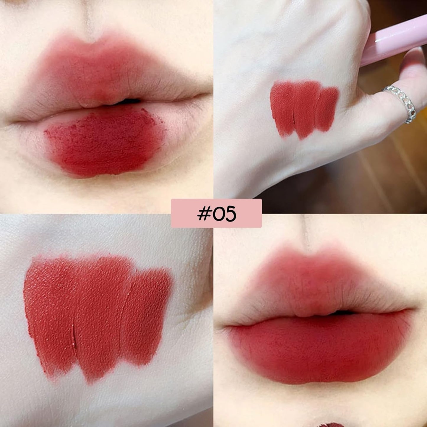 Set Di 6 Lucidalabbra Liquido in Velluto Opaco Nude Durevole, Impermeabile, Antiaderente, Non Sbiadisce, Rossetto Rosso, Regalo per Donne