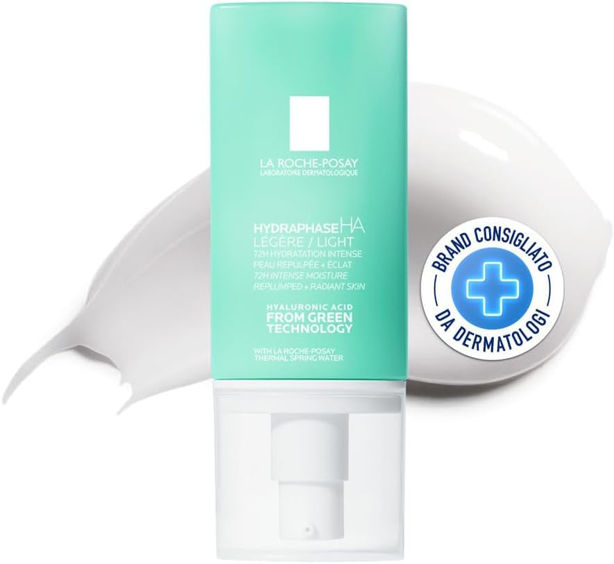La Roche-Posay, Hydraphase HA, Crema Idratante Leggera, Rimpolpa E Dona Luminosità, Arricchita Con Acido Ialuronico Di Origine Naturale, per Pelli Sensibili E Disidratate, Da Normali a Miste, 50 Ml