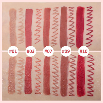 Rossetto Liquido Opaco E Matita Linea Labbra, Nudo Rosso Trucco Labbra Longwear Impermeabile Penne Lipliner E Velluto Macchia Labbra Lucidalabbra Liscio Labbra Make up Set Regalo (#10)