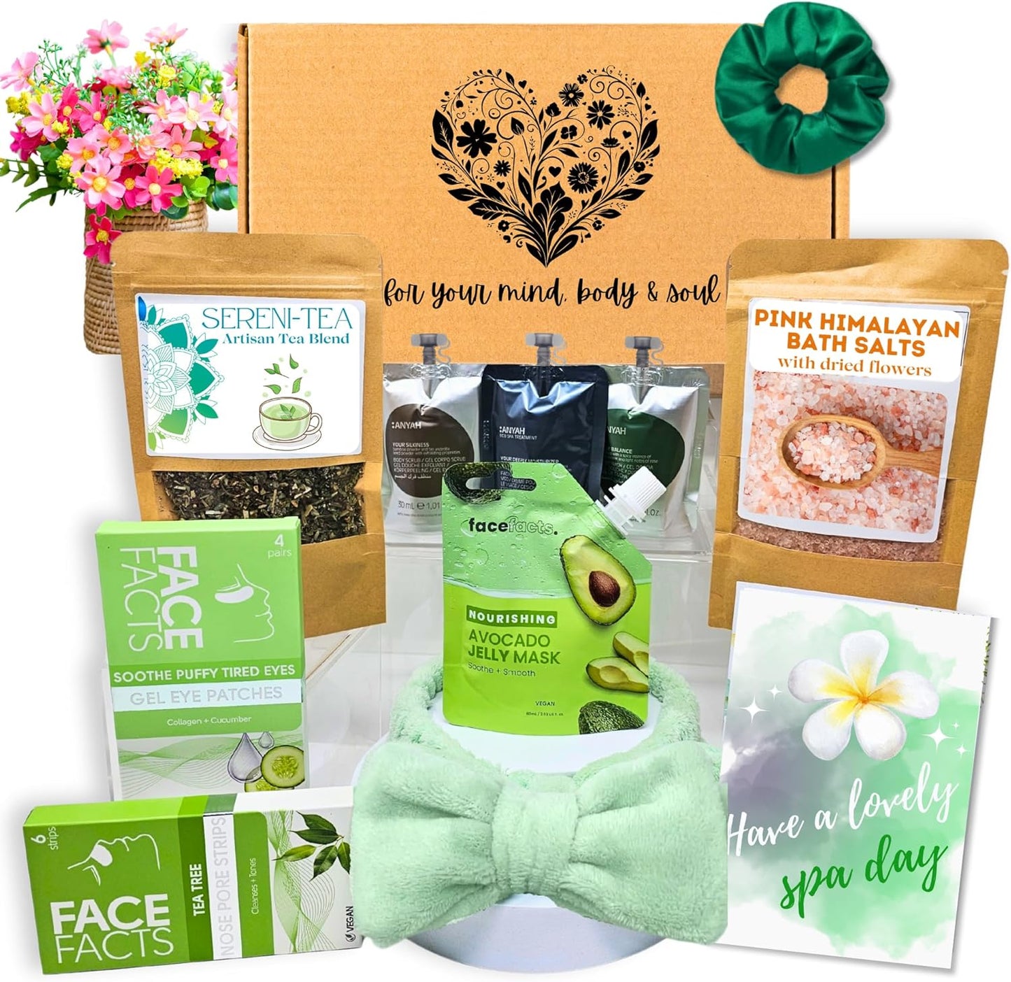 SPA DAY Scatola Coccole, Regalo Donna Compleanno, Set Regalo Donna, Set Bagno Spa, Confezione Relax Compleanno,  - Classico Verde