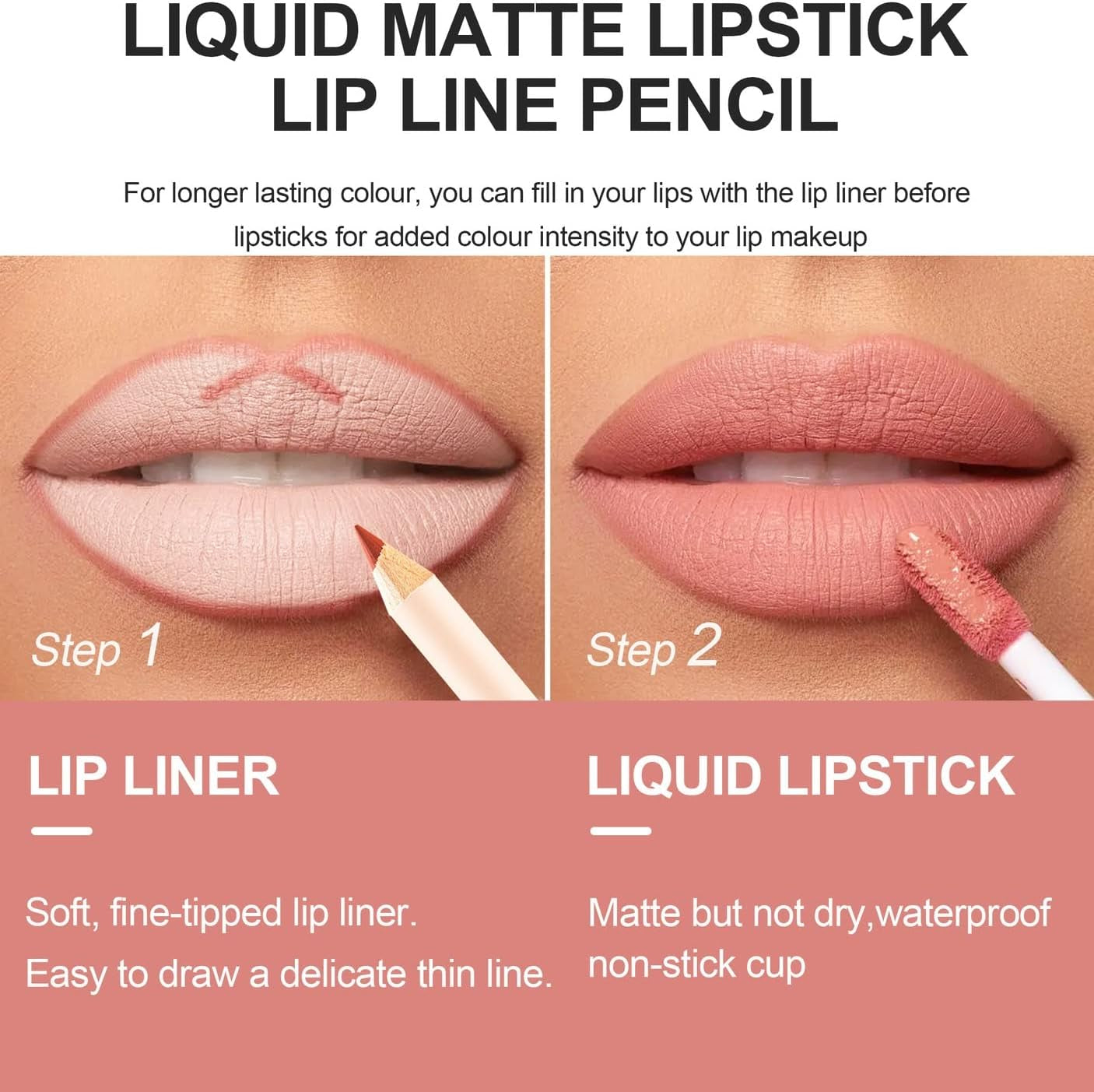 2 Pcs Set Di Trucco Matte Lip Liner E Rossetto, Velluto Liquido Opaco Gloss Impermeabile Di Lunga Durata, Rosso (09)