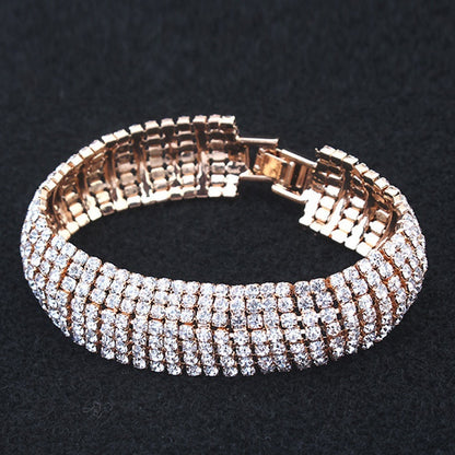 Three Drainage Diamond Bracelet Women's Full Diamond Simple European And American Style Popular Ornament