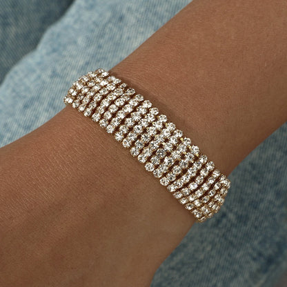 Three Drainage Diamond Bracelet Women's Full Diamond Simple European And American Style Popular Ornament