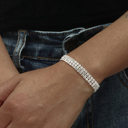 Three Drainage Diamond Bracelet Women's Full Diamond Simple European And American Style Popular Ornament