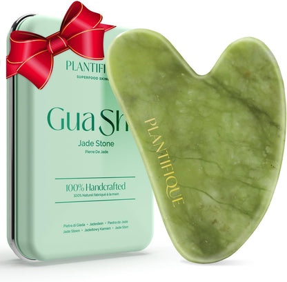 Gua Sha Viso Giada | Jade Guasha Pietra Massaggiatore Antirughe | Kit Skincare Face Massager | Idea Regalo Completo Facciale Corpo Piedi Massaggio Originale