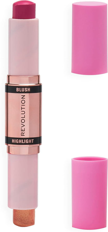 Makeup Revolution, Blush & Highlight Stick, Golden Shine, Fard E Highlighter per Il Viso, 4,3G