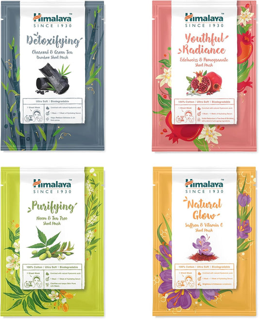 Maschere per Viso Discovery Collection, Confezione Da 4 Maschere Monouso in Cotone, Con Acido Ialuronico per Un'Idratazione Intensa, Confezione Da 4 Pezzi