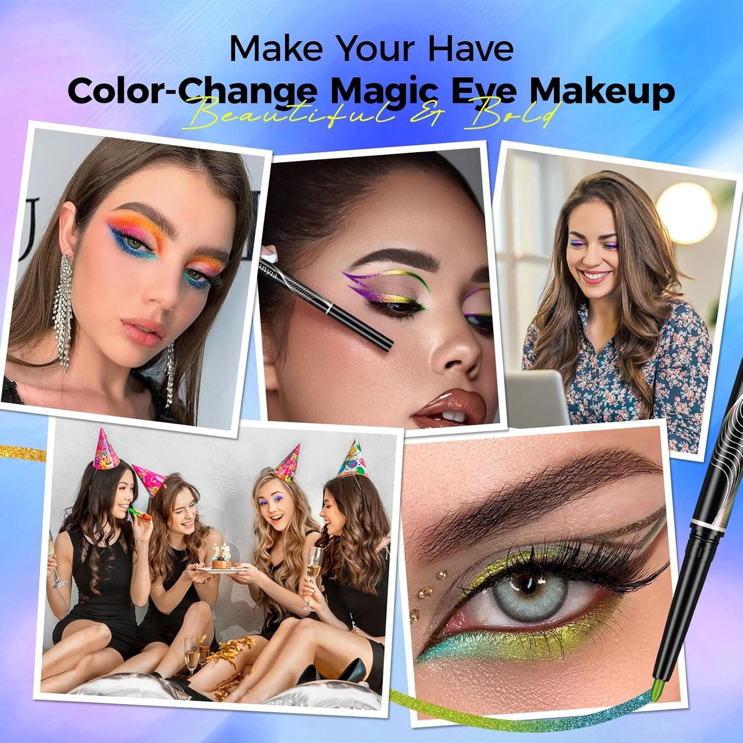 2-In-1 Gel Eyeliner and Eyeshadow Stick - Multicroma High Pigment Shimmer, Impermeabile Long Lasting Metallic Makeup (#04)