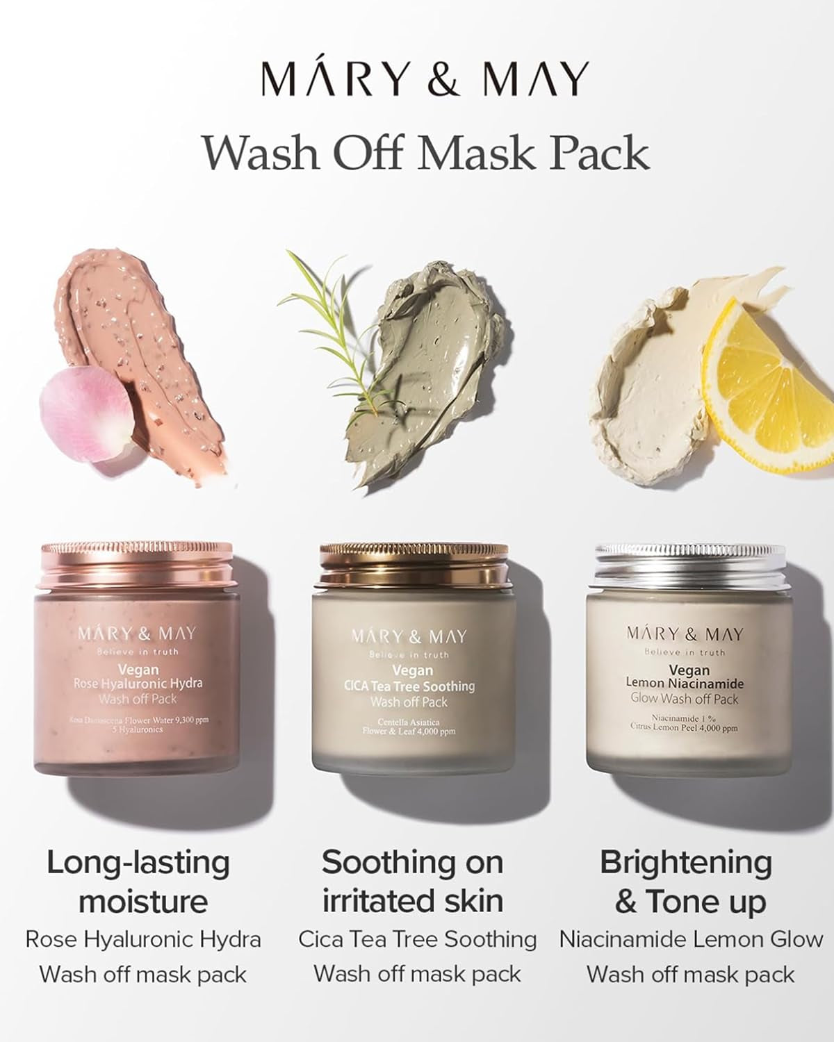 MARY & MAY Rose Hyaluronic Hydra Wash off Pack (125 G)