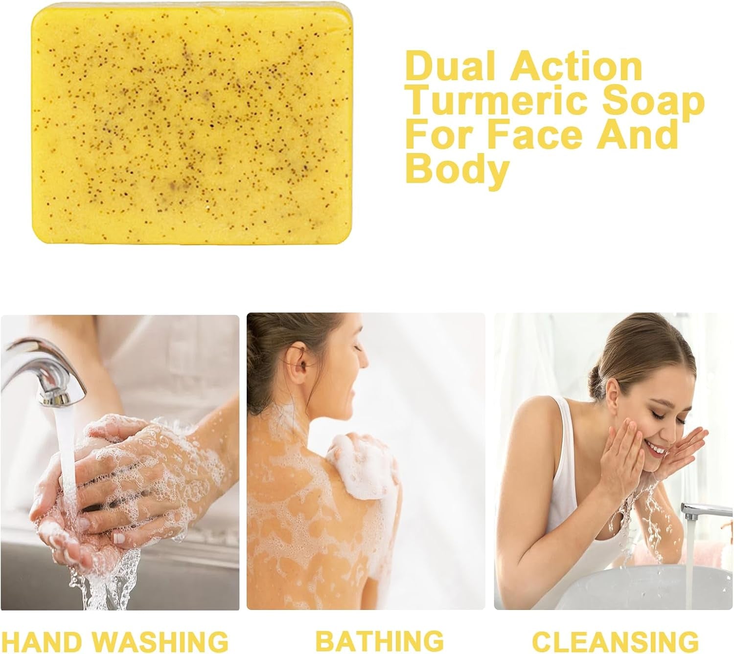 100G Sapone Alla Curcuma,Niacinamide Soap Kojic Acid Soap Original,Sapone All'Acido Kojico Di Limone per Riduce Acne,Heals Acne Impurities,Idrata E Pulisce La Pelle,Uniforma Il Tono Della Pelle