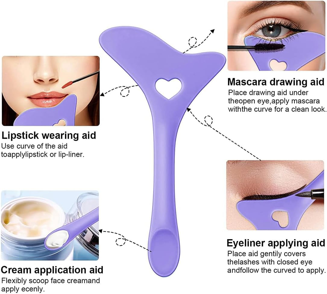 Stencil per Eyeliner Punte, Aiuto per Eyeliner in Silicone, Strumento per Trucco Occhi Rapido, Mascara in Silicone Riutilizzabile Strumento per Il Trucco(Viola)