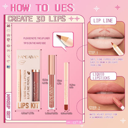 6 Pezzi Rossetto Lunga Durata Opaco Kit Matita Labbra Nudo Rosso Rossetti Set Lucidalabbra Matite Labbra Rossetto Liquido Lipgloss Lipstick Matte Trucco Regalo per Trucchi Ragazza Donna