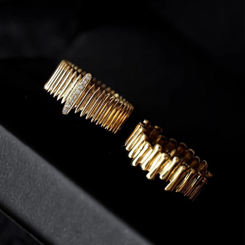 Retro Yellow 18k Gold Cool Sa Organ Diamond Ring