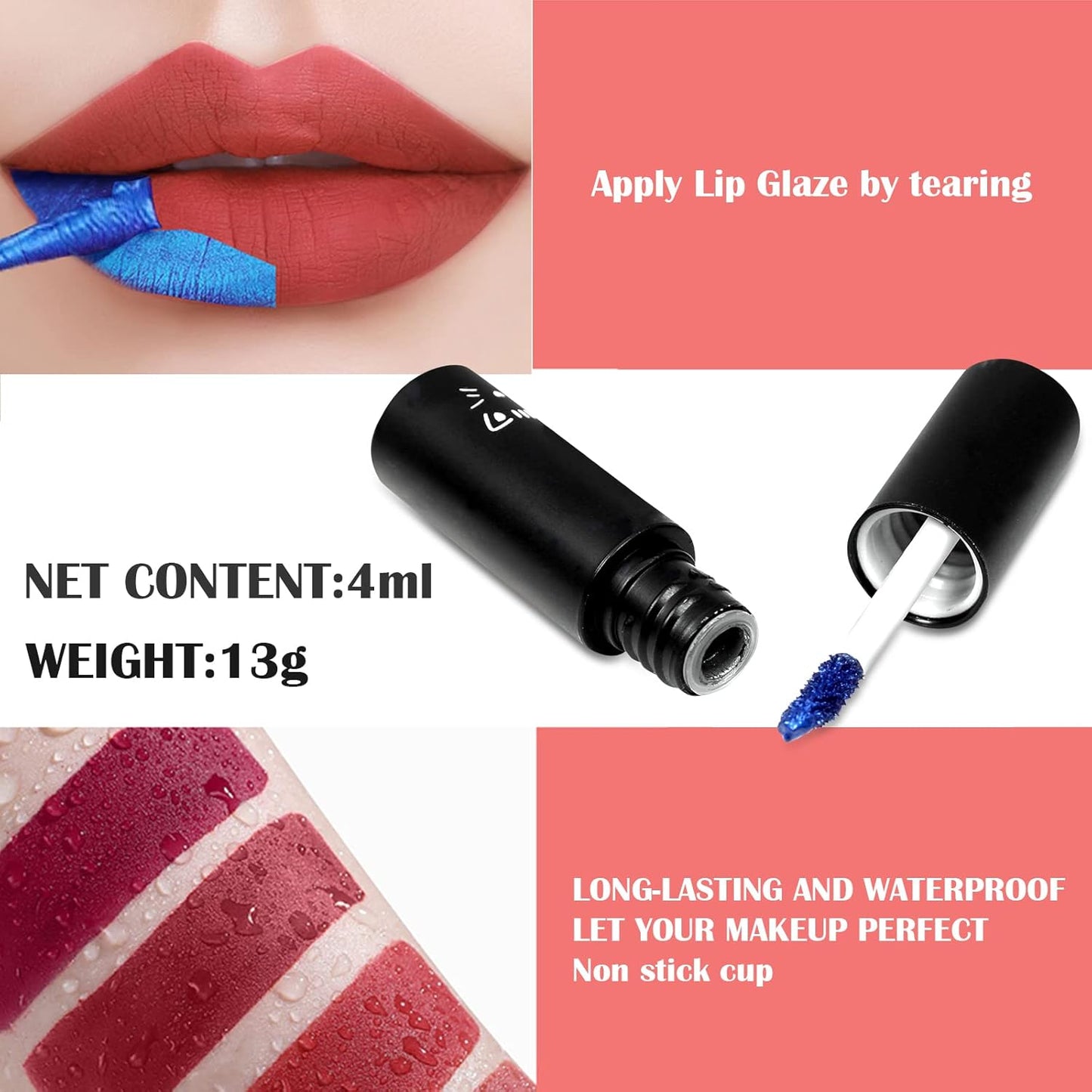 Macchia per Labbra, Macchia per Labbra Staccabile, Lucidalabbra, Antiaderente per Labbra, Trucco per Donne E Ragazze # Arancione