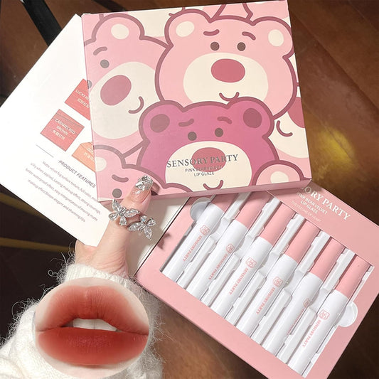 Set Di 6 Lucidalabbra Liquido in Velluto Opaco Nude Durevole, Impermeabile, Antiaderente, Non Sbiadisce, Rossetto Rosso, Regalo per Donne