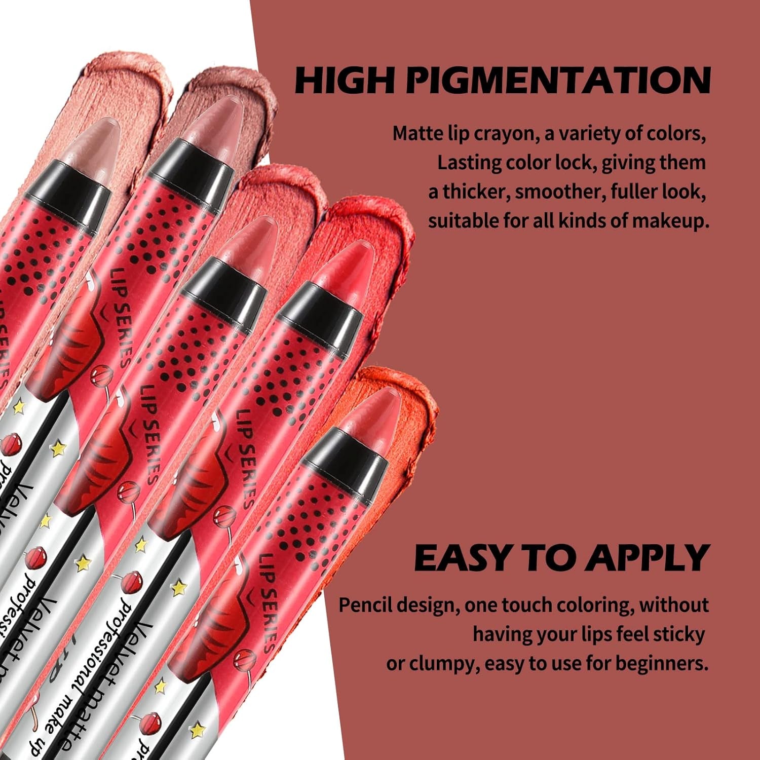 Matte Lip Liner Pencil Nude Lip Stick Vellutato Cremoso Matte Lip Crayon Copertura Completa Macchia Labbra Alto Pigmento Impermeabile Senza Sbavature Rossetto per Le Donne