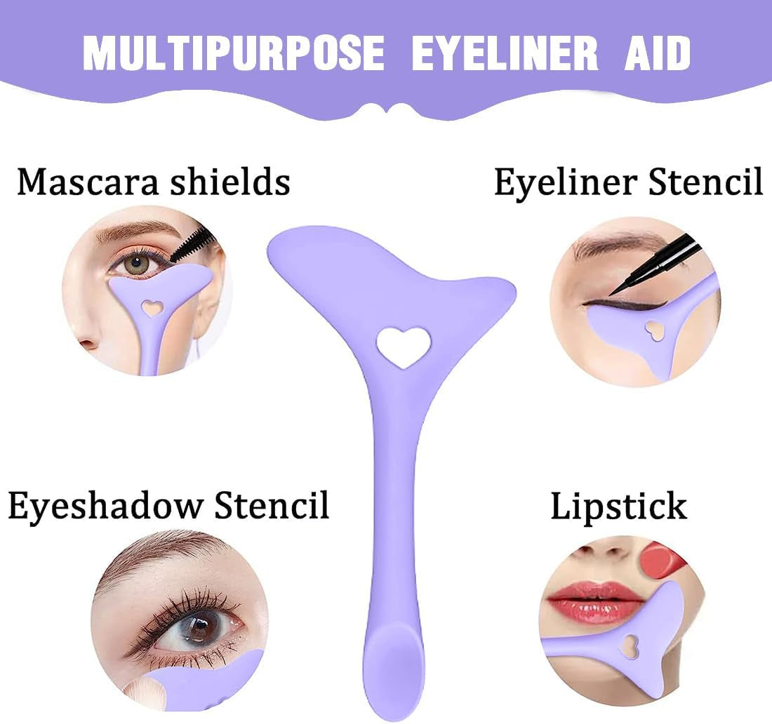 Stencil per Eyeliner Punte, Aiuto per Eyeliner in Silicone, Strumento per Trucco Occhi Rapido, Mascara in Silicone Riutilizzabile Strumento per Il Trucco(Viola)