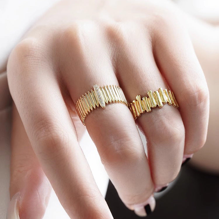 Retro Yellow 18k Gold Cool Sa Organ Diamond Ring