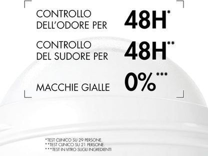 BIOTHERM, Deo Pure Invisible Roll-On, Deodorante Roll-On Antitraspirante, Efficace Fino a 48H, anti Macchie Bianche E Gialle Sui Vestiti, 75Ml