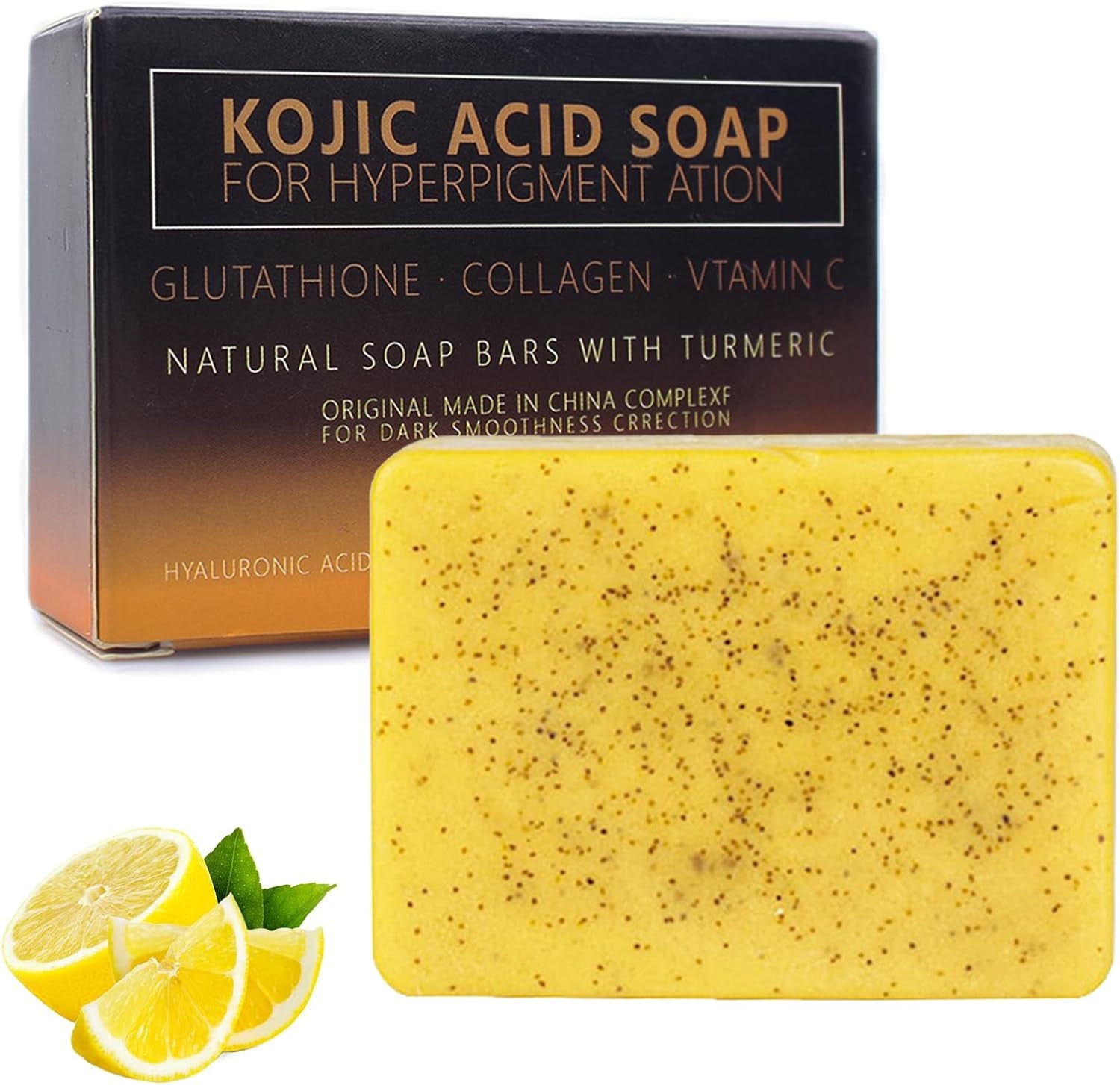 100G Sapone Alla Curcuma,Niacinamide Soap Kojic Acid Soap Original,Sapone All'Acido Kojico Di Limone per Riduce Acne,Heals Acne Impurities,Idrata E Pulisce La Pelle,Uniforma Il Tono Della Pelle