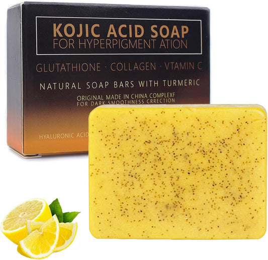 100G Sapone Alla Curcuma,Niacinamide Soap Kojic Acid Soap Original,Sapone All'Acido Kojico Di Limone per Riduce Acne,Heals Acne Impurities,Idrata E Pulisce La Pelle,Uniforma Il Tono Della Pelle