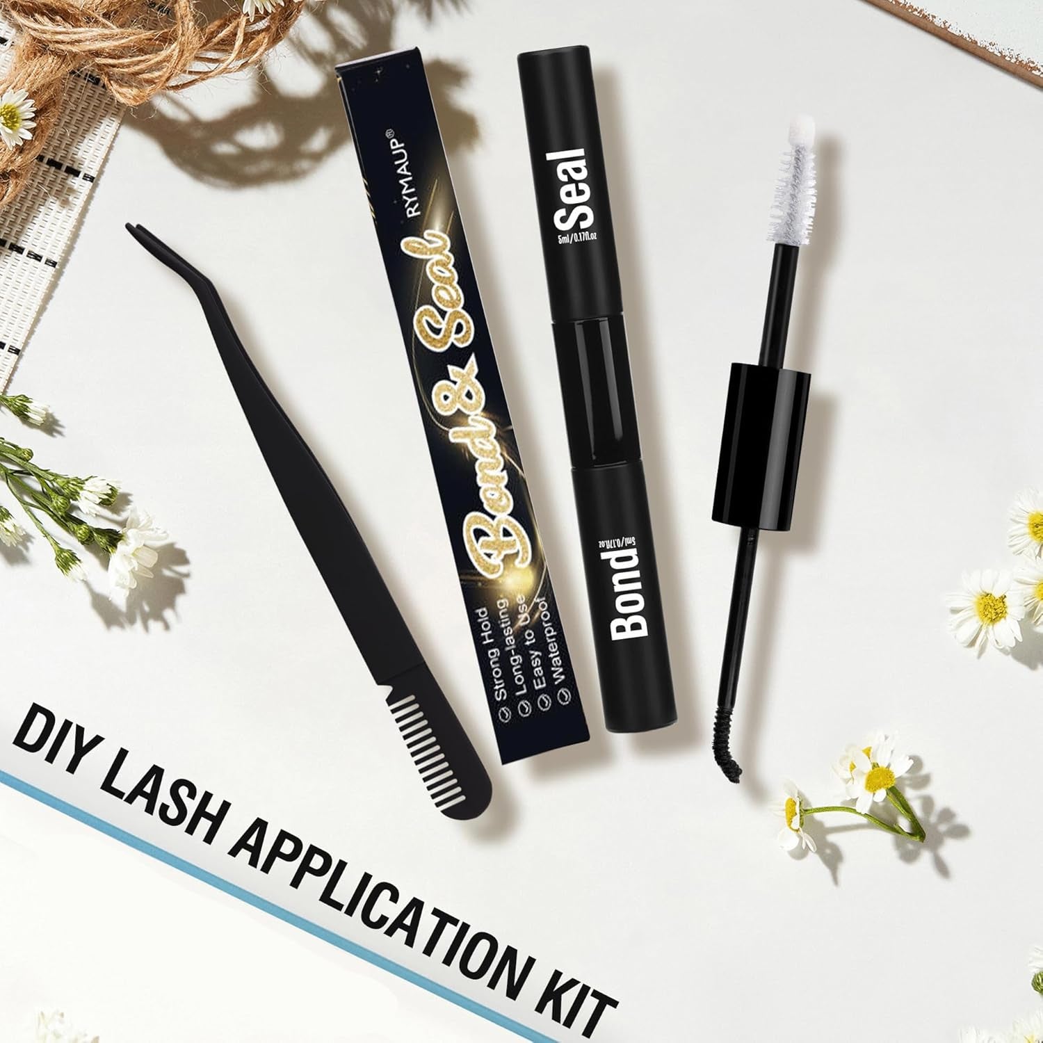 Set Di Pinzette per Ciglia E Sigillatura per Ciglia 2 in 1 Con Pettine, Colla per Ciglia Impermeabile E Pinzette