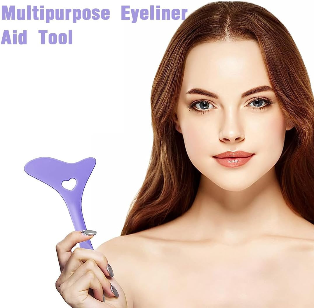 Stencil per Eyeliner Punte, Aiuto per Eyeliner in Silicone, Strumento per Trucco Occhi Rapido, Mascara in Silicone Riutilizzabile Strumento per Il Trucco(Viola)