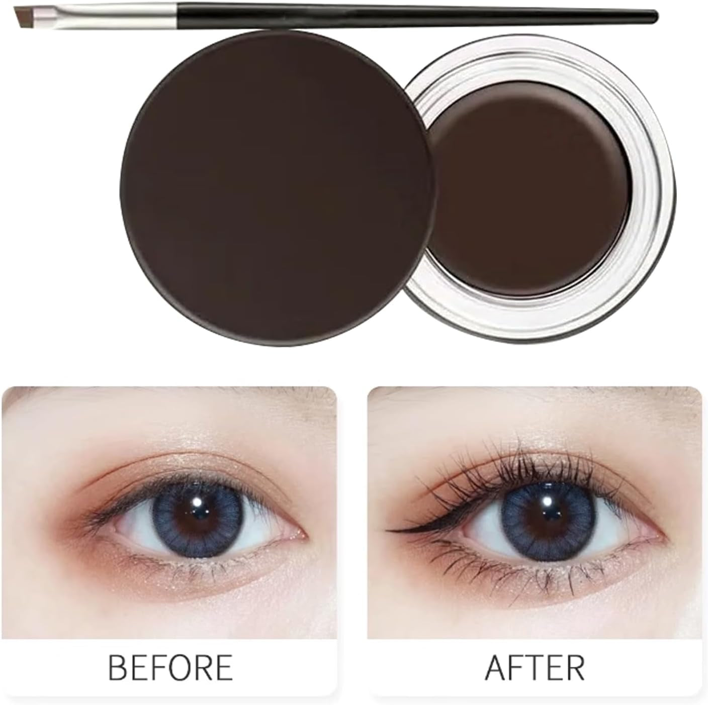 Gel Eyeliner, Gel Eyeliner in Crema a Lunga Durata Impermeabile, Pigmenti Ad Alta Intensità Trucco per Eyeliner a Prova Di Sbavature, Eyeliner Waterproof Con Pennelli Eyeliner Marrone
