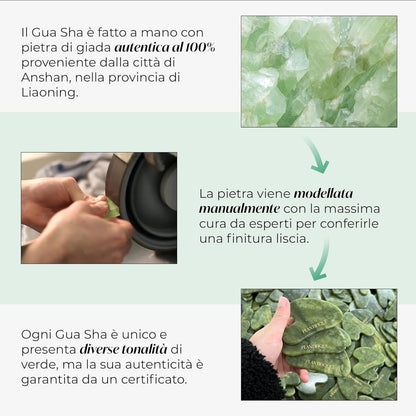 Gua Sha Viso Giada | Jade Guasha Pietra Massaggiatore Antirughe | Kit Skincare Face Massager | Idea Regalo Completo Facciale Corpo Piedi Massaggio Originale