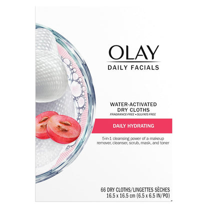 Daily Facial Wipes Daily Clean Wipes, 4 in 1 Con Acqua Attivata, 66 Conteggio Imballaggio Può Variare