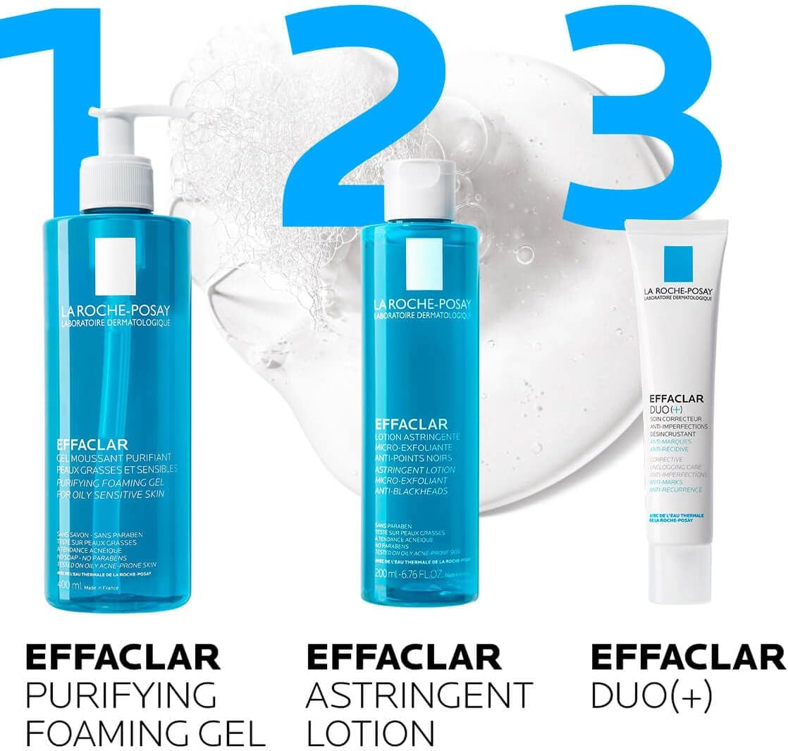 La Roche Posay Effaclar, Gel Detergente Schiumogeno, per Pelli a Tendenza Acneica, Azione Purificante, Rimuove Sebo E Impurità, Arricchito Con Acqua Termale E Zinco, 400 Ml