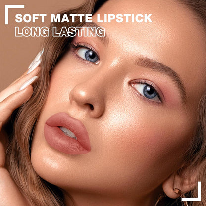 Opaco Lipstik Matita Labbra Crayon Stick Trucco, Non Sbavare Opaco Piena Copertura Colore Delle Labbra Liscia Cremosa Penna Labbra per Le Donne, Lip Liner Set Con Sharpner