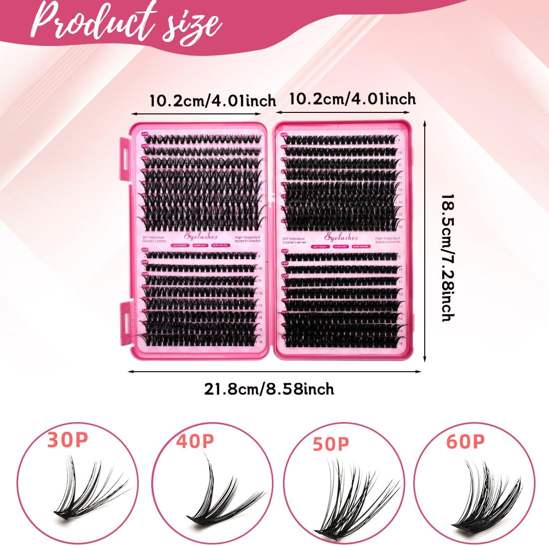 632 PCS Ciglia Finte, Ciglia Finte Ciuffetti, Ciuffetti Ciglia Finte Kit Ciglia Extension 60D Volume Lash Clusters Con Bond E Dispositivo Di Rimozione DIY Eyelash Extension Kit (30-60P)