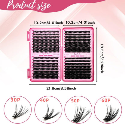 632 PCS Ciglia Finte, Ciglia Finte Ciuffetti, Ciuffetti Ciglia Finte Kit Ciglia Extension 60D Volume Lash Clusters Con Bond E Dispositivo Di Rimozione DIY Eyelash Extension Kit (30-60P)