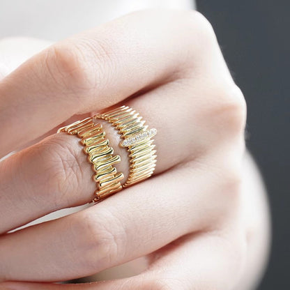 Retro Yellow 18k Gold Cool Sa Organ Diamond Ring