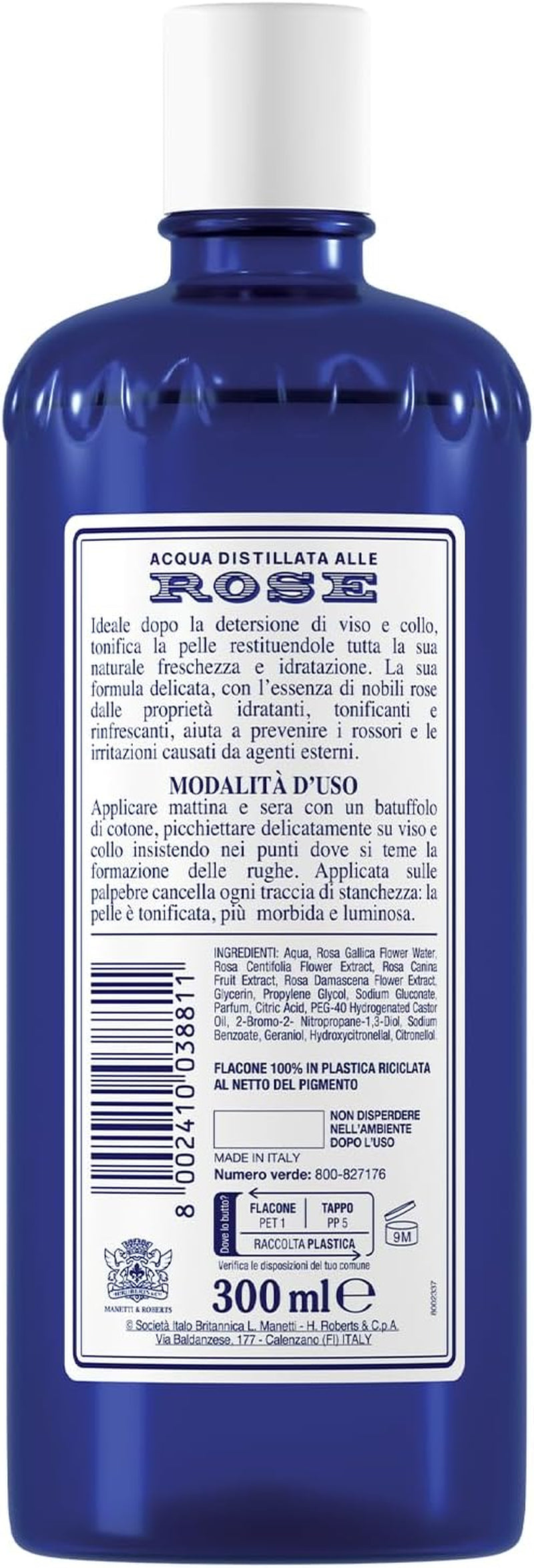 , Tonico Viso Con Acqua Distillata Alle Rose, Formula Rinfrescante Con Proprietà Idratanti, Tonificanti E Lenitive, Rende La Pelle Giovane Ed Elastica, 300Ml