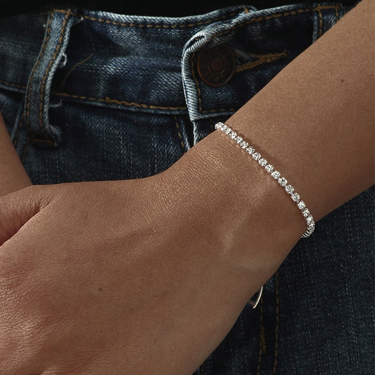 Three Drainage Diamond Bracelet Women's Full Diamond Simple European And American Style Popular Ornament